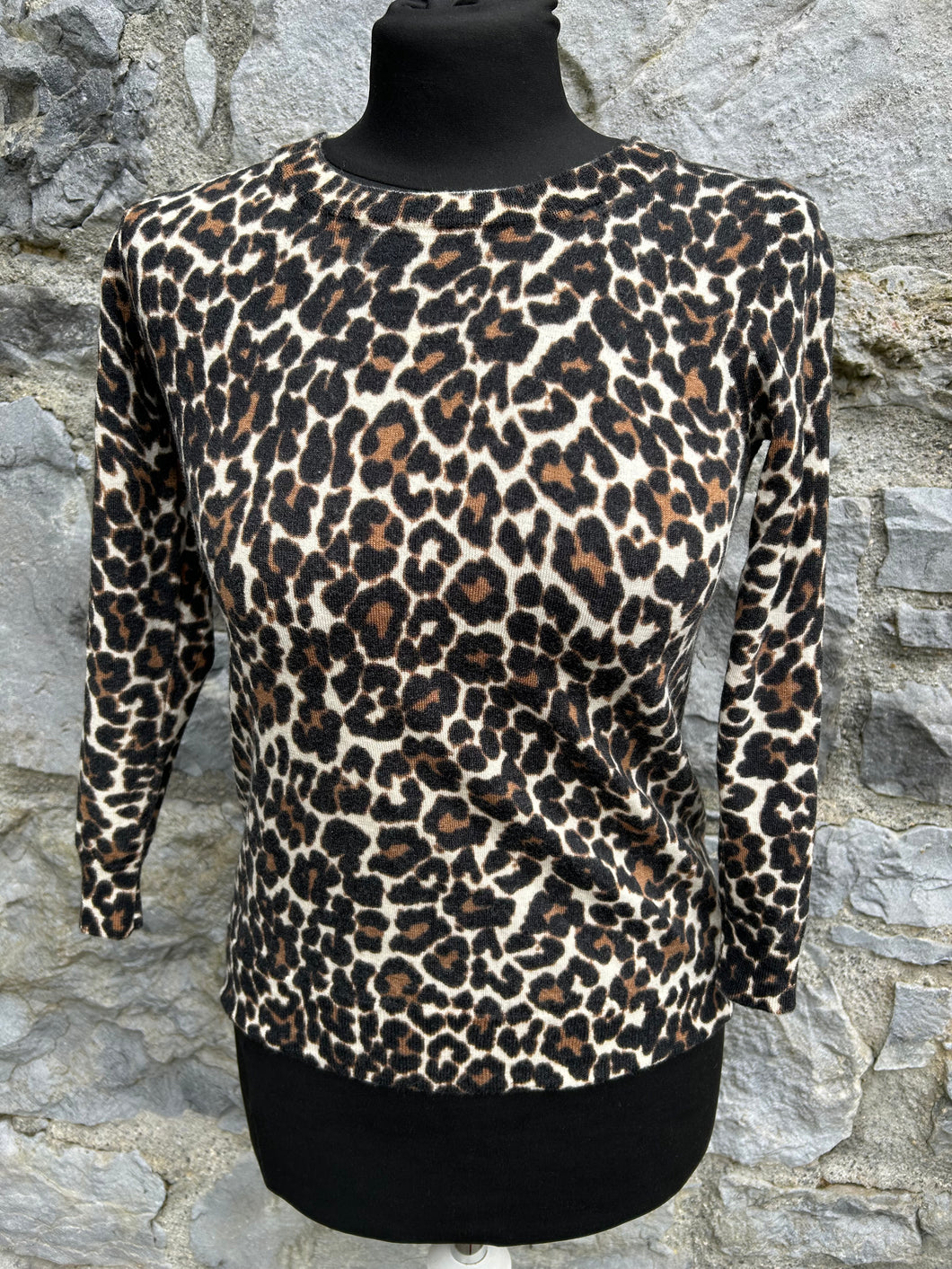 Leopard print merino wool top uk 6-8