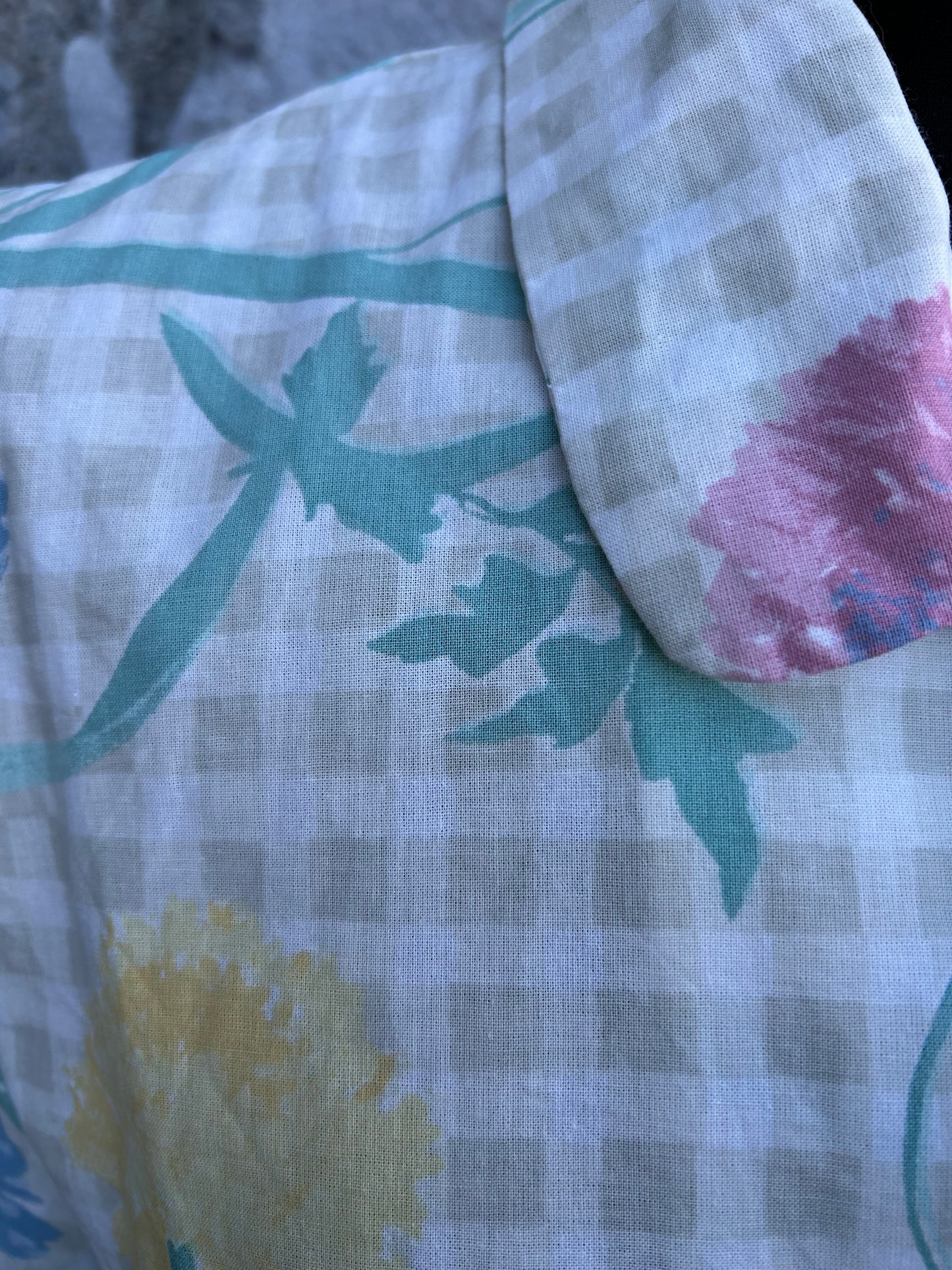 80s beige check&flowers shirt uk 12