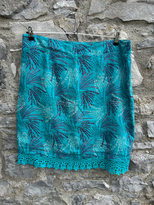 Teal plants skirt uk 16-18