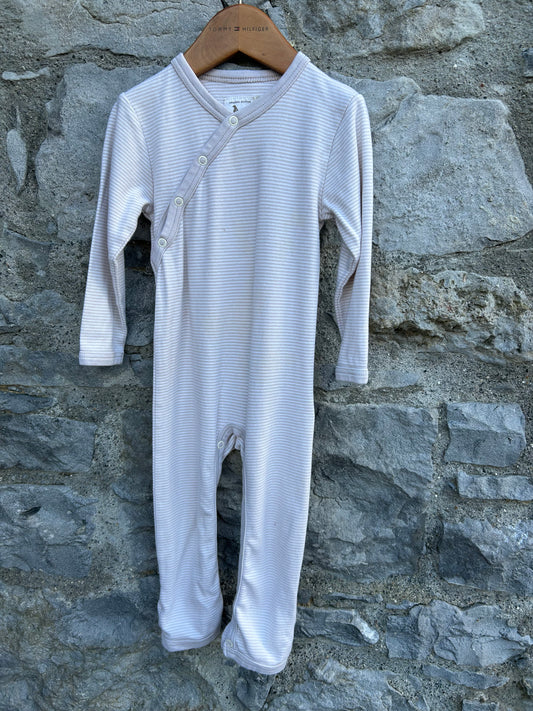 Beige stripy onesie  12-18m (80-86cm)