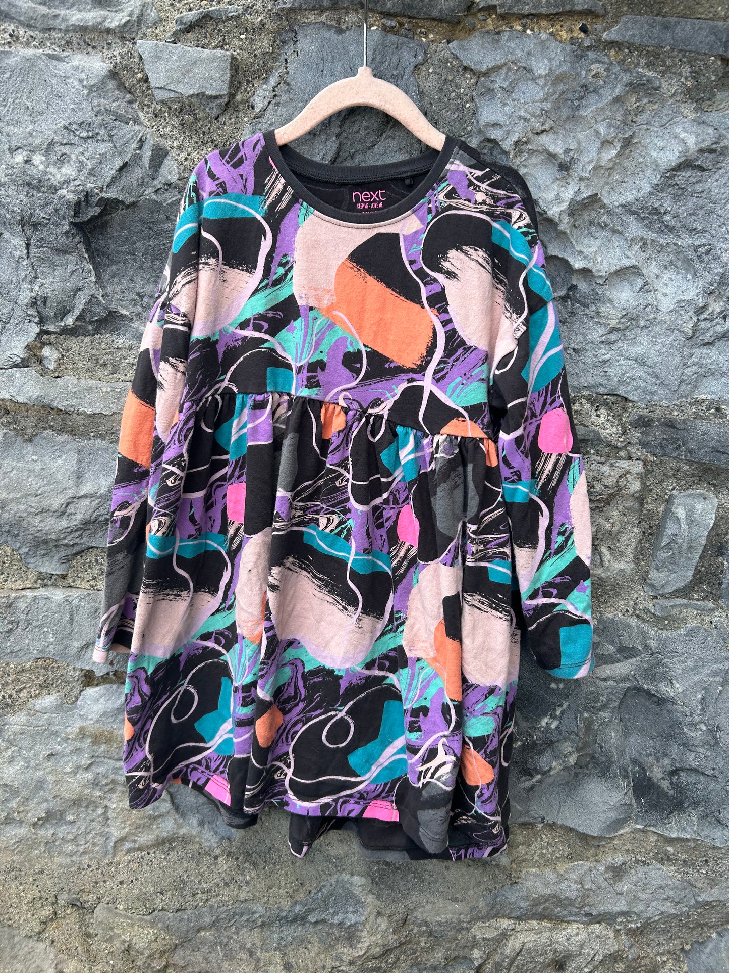Colourful marble black dress  6-7y (116-122cm)
