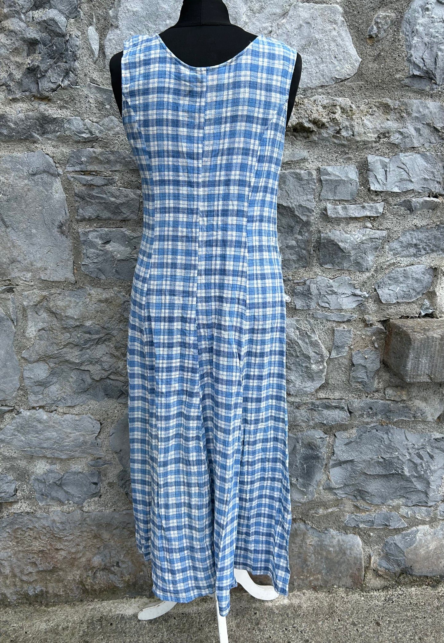 90s blue check dress uk 8-10