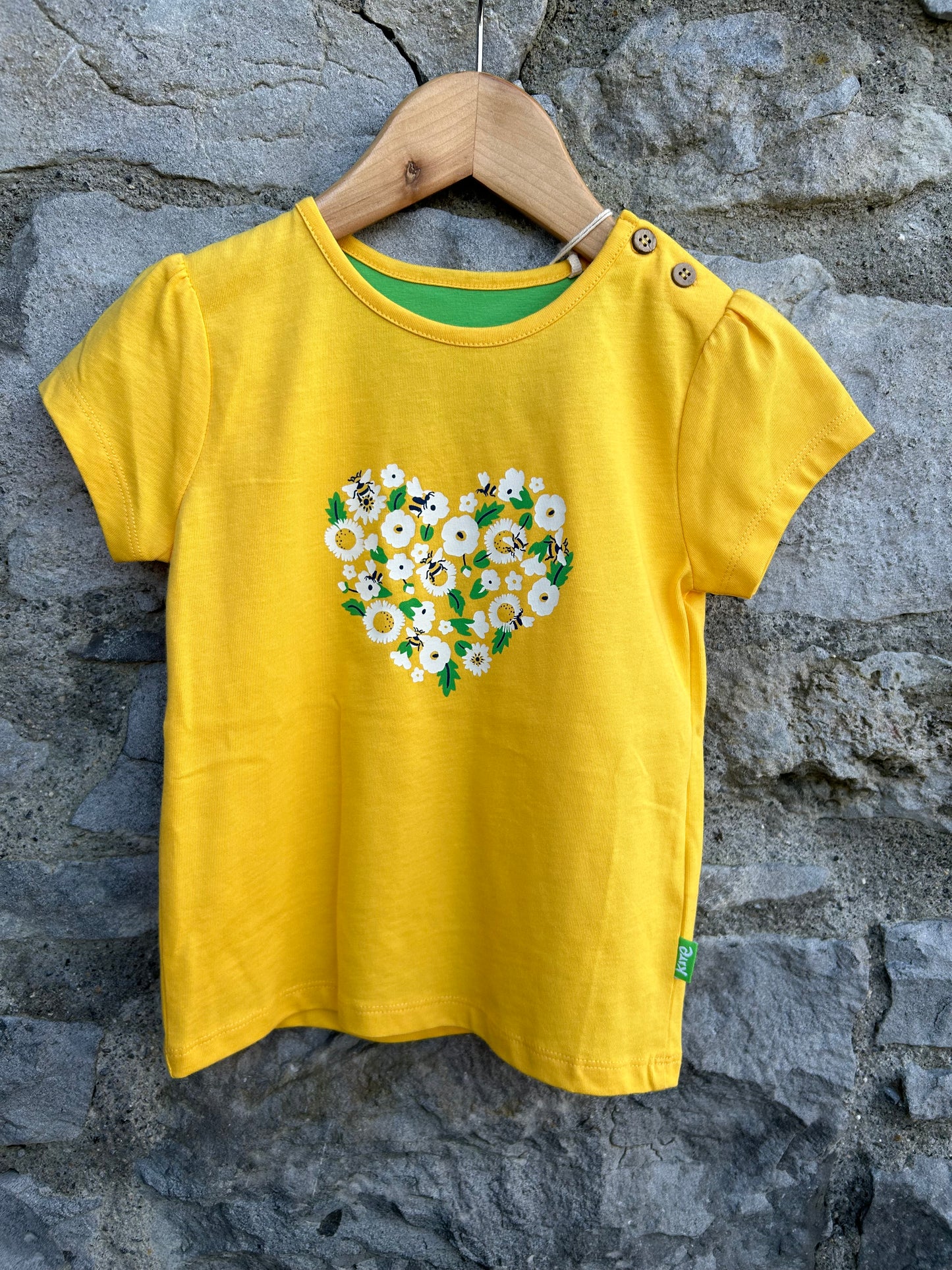 Yellow floral heart T-shirt  3y (98cm)