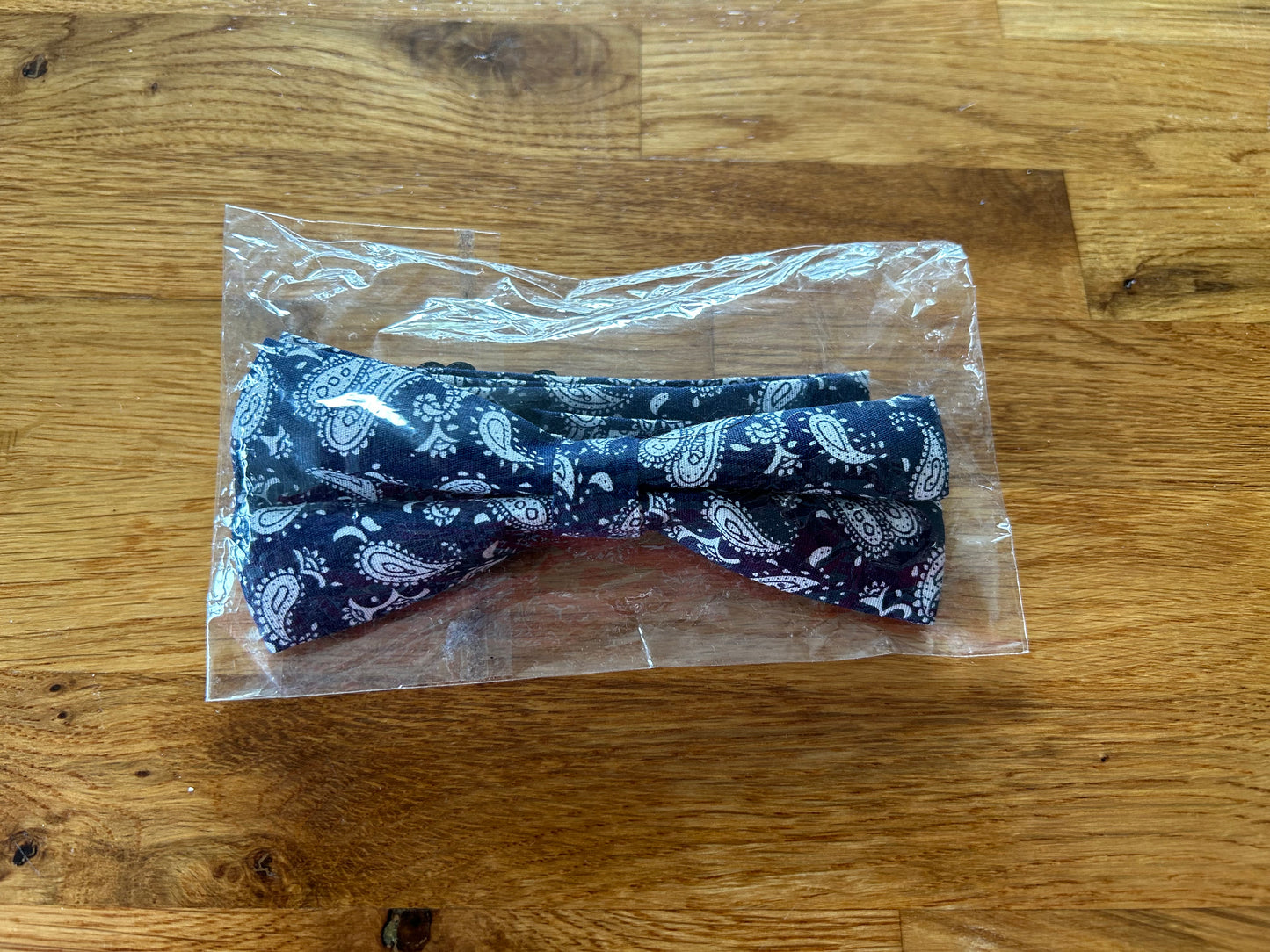 Navy paisley bow tie