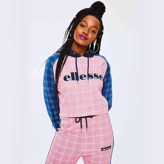 Pink&navy check cropped hoodie uk 8-10