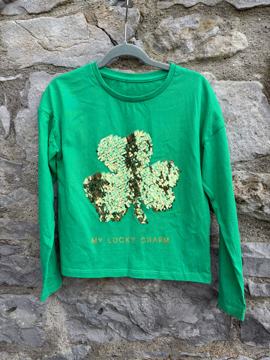Sequin clover green top  8-9y (128-134cm)