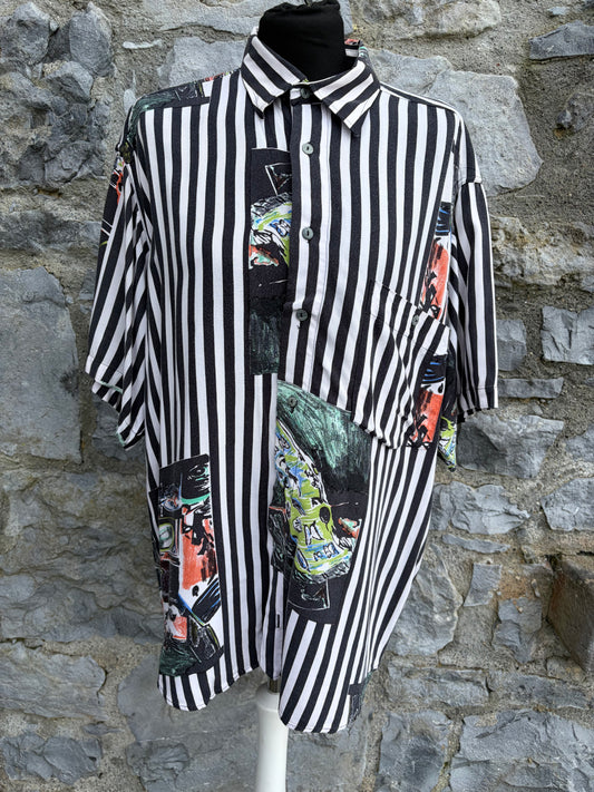80s patchwork stripy shirt Large