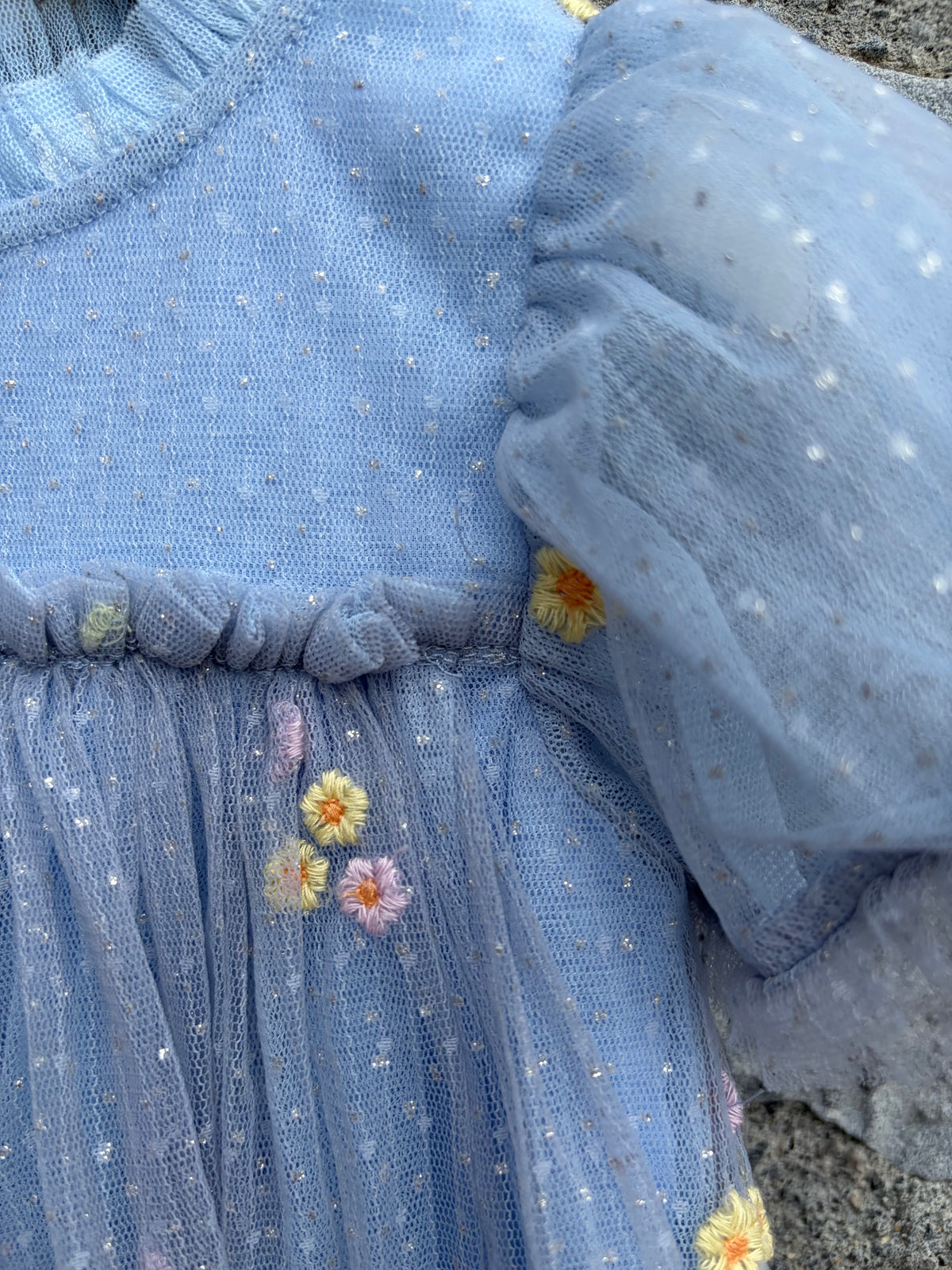 Floral tulle blue dress  3-6m (62-68cm)