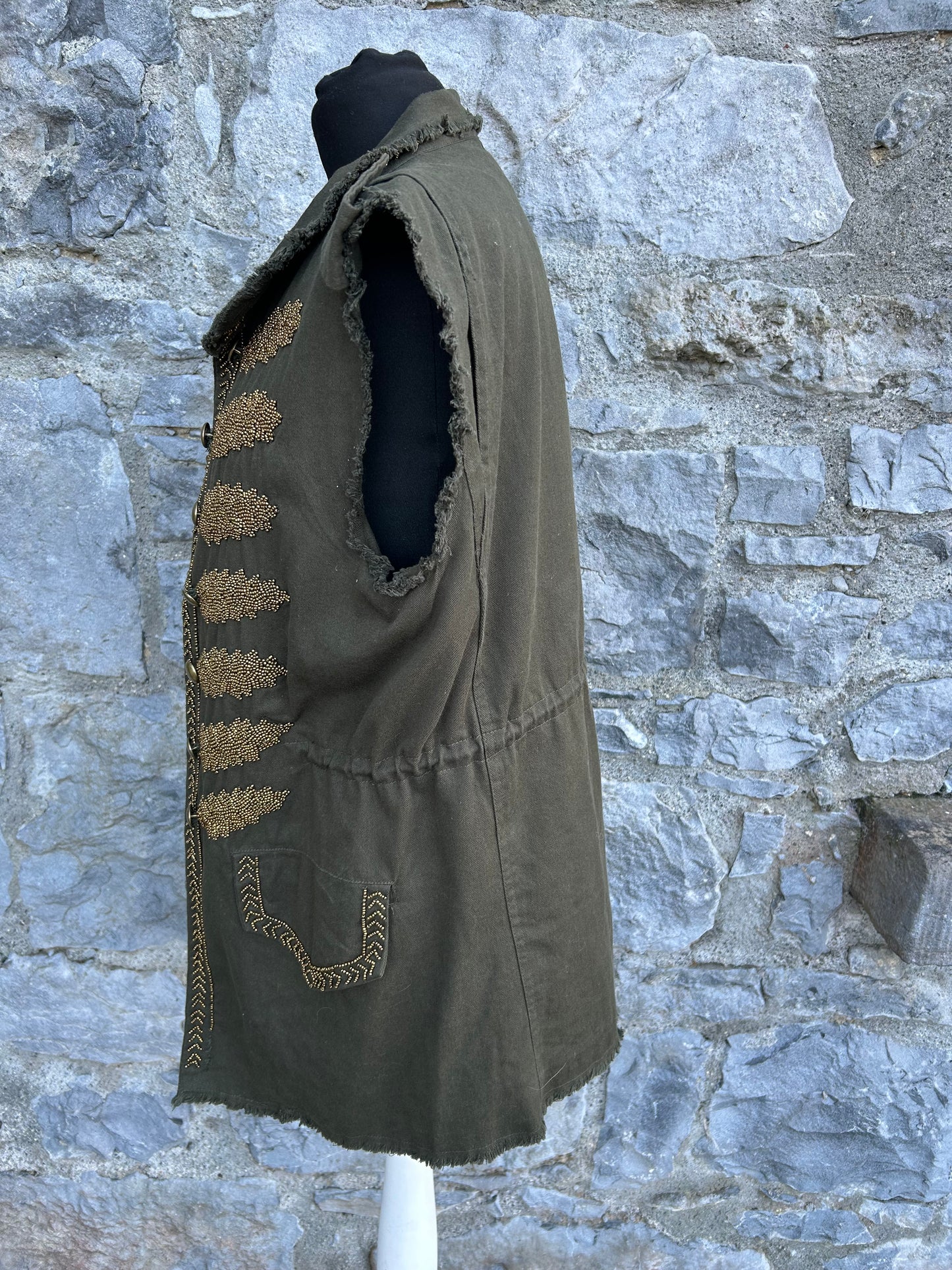 Khaki military style waistcoat uk 12