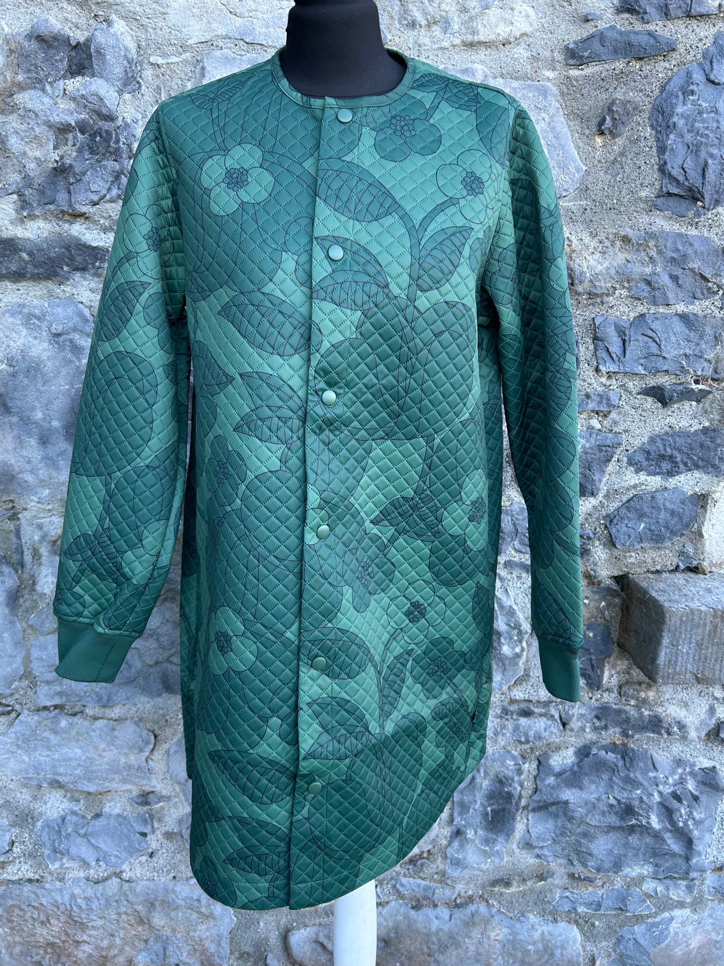 Green floral coat uk 12