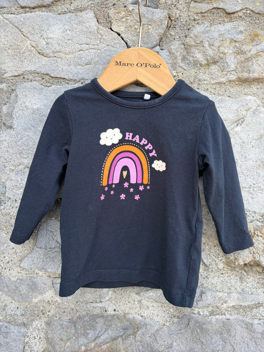 Happy rainbow navy top 3-6m (62-68cm)