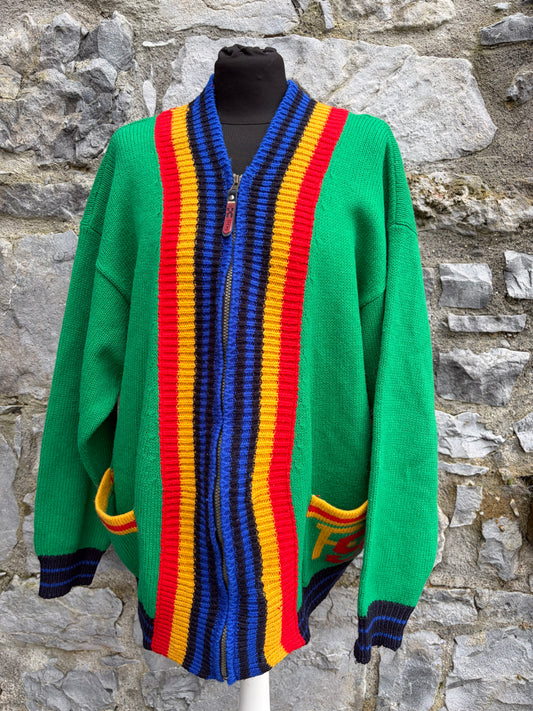 90s green zipped cardigan Large