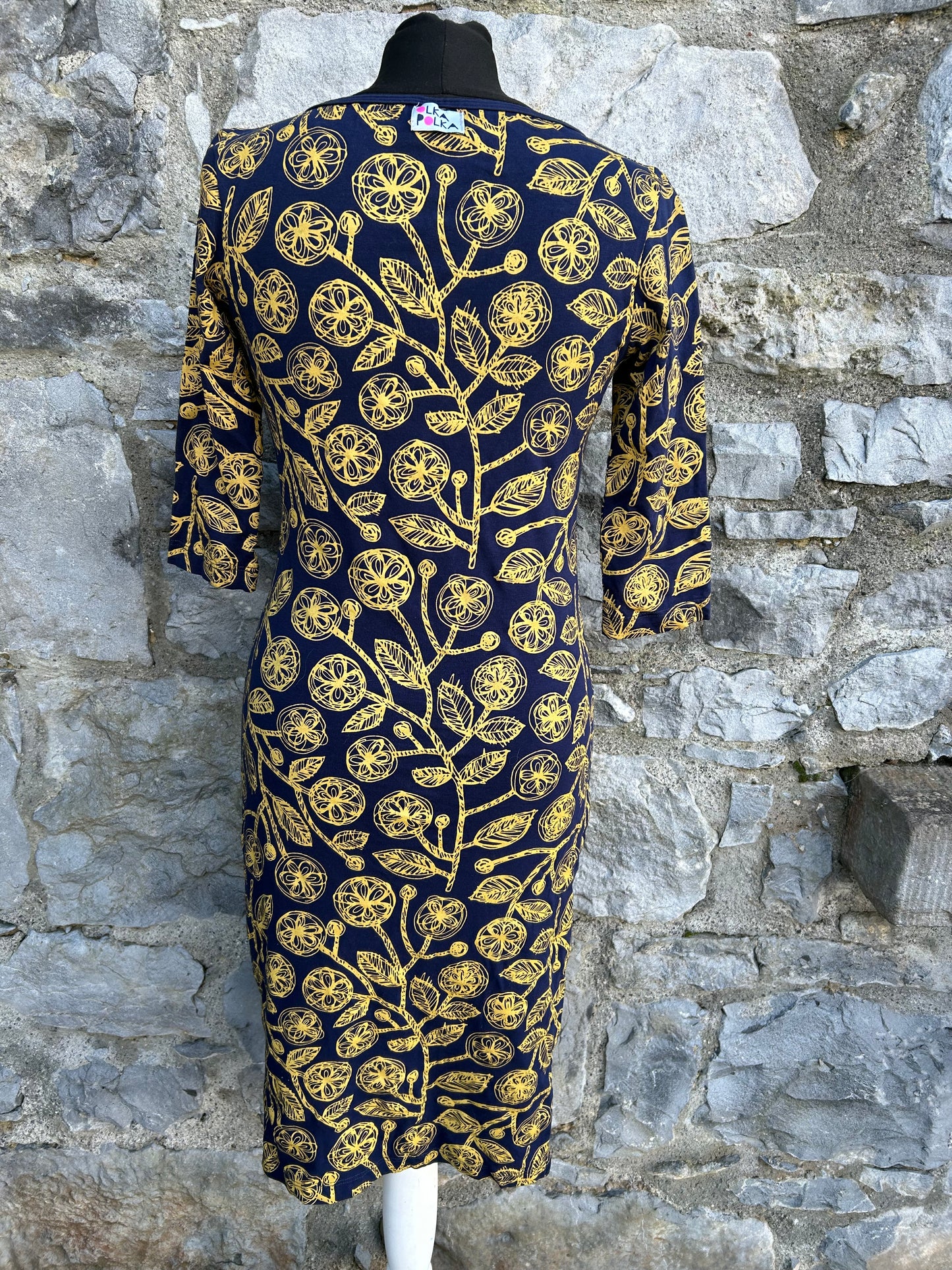 Mustard flowers navy dress uk 10