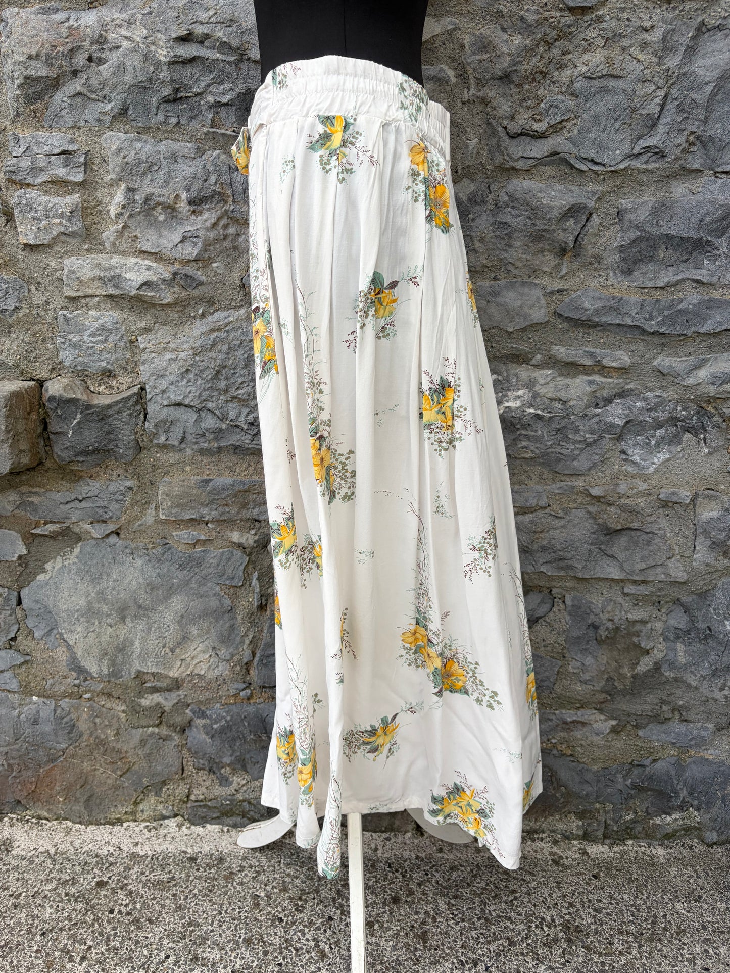 80s yellow flowers skirt uk 14