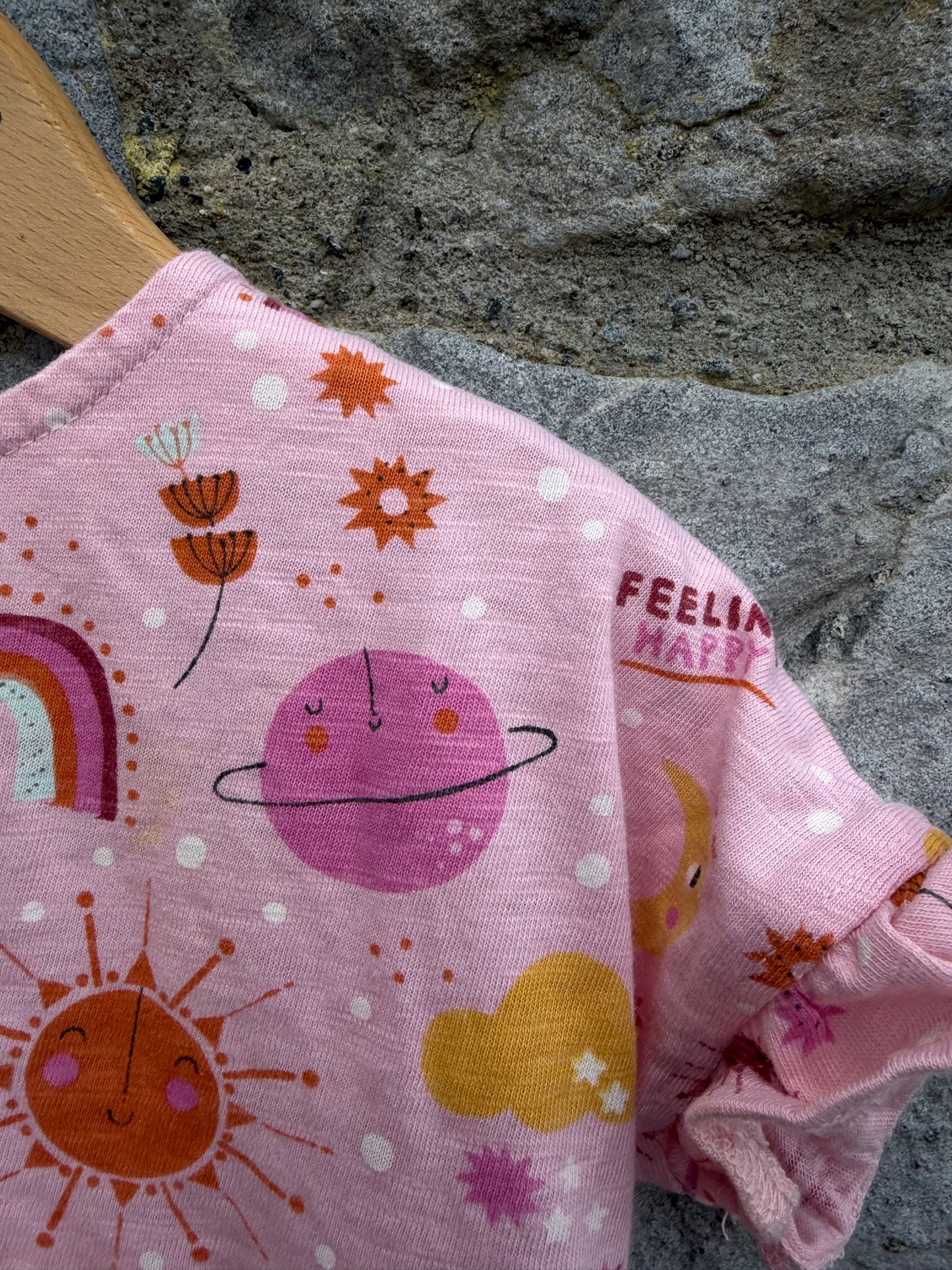 Pink sun&rainbows dress  3-6m (62-68cm)