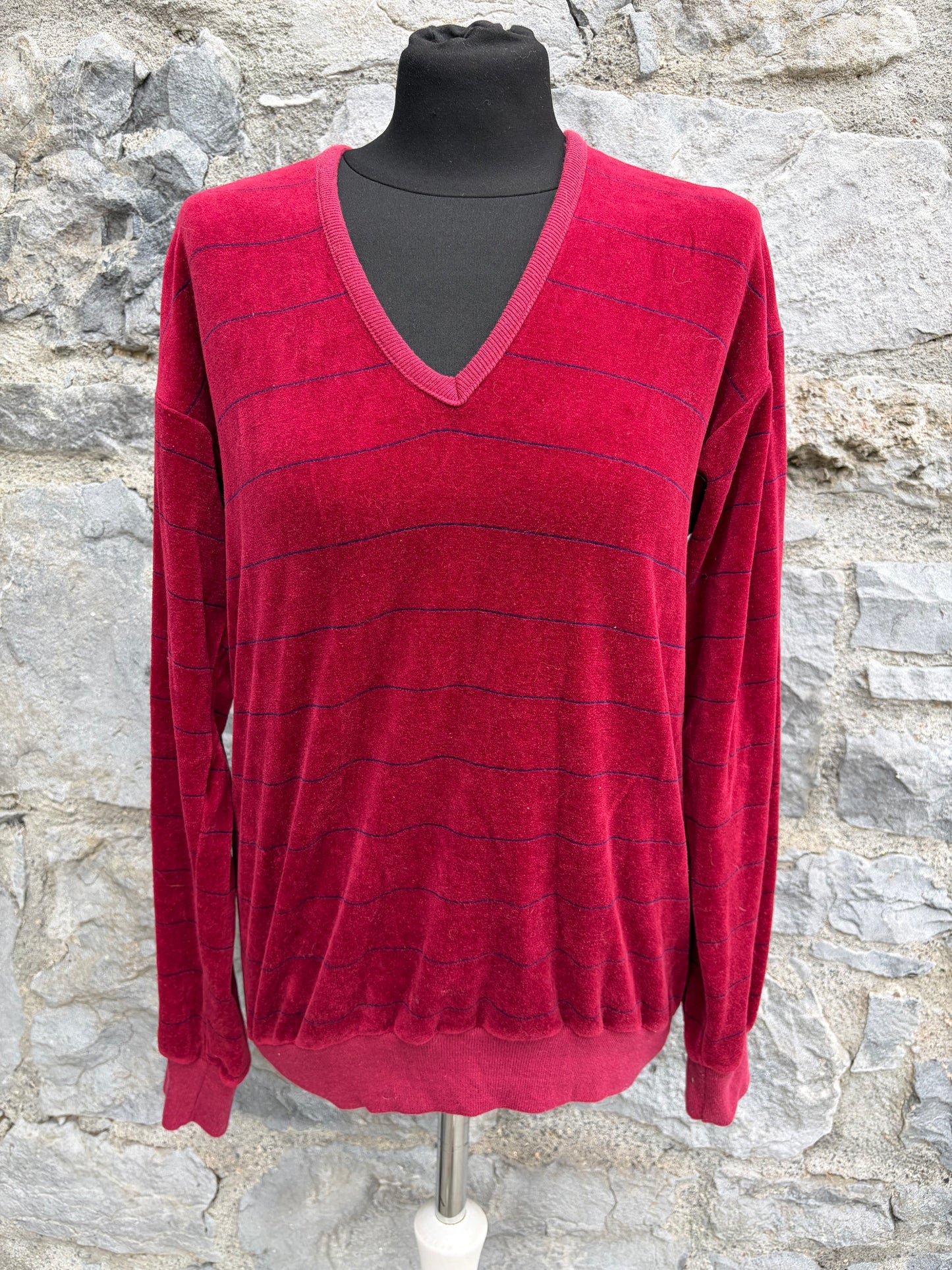 90s burgundy velour sweatshirt Small
