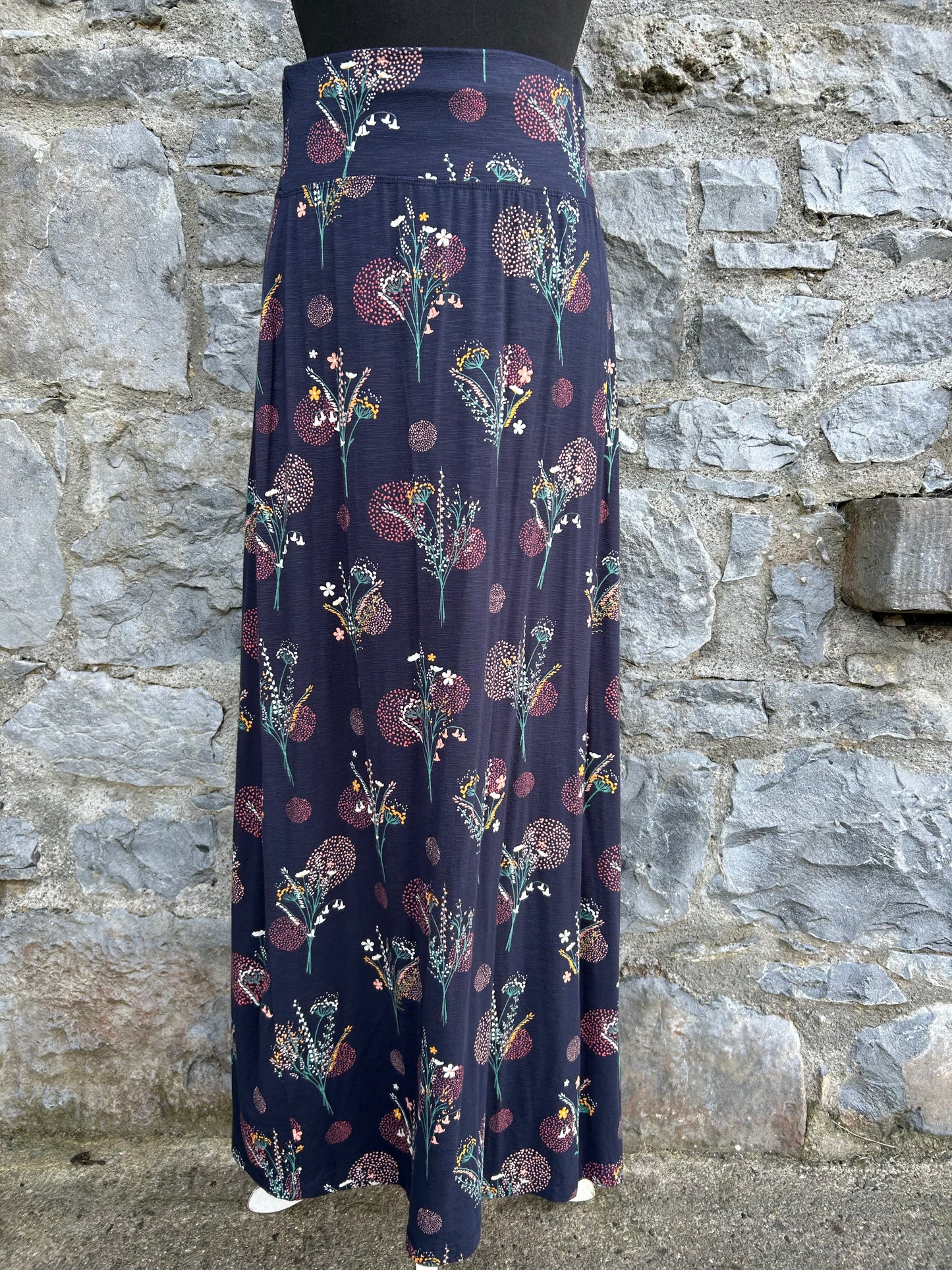 Navy floral maxi skirt uk 10