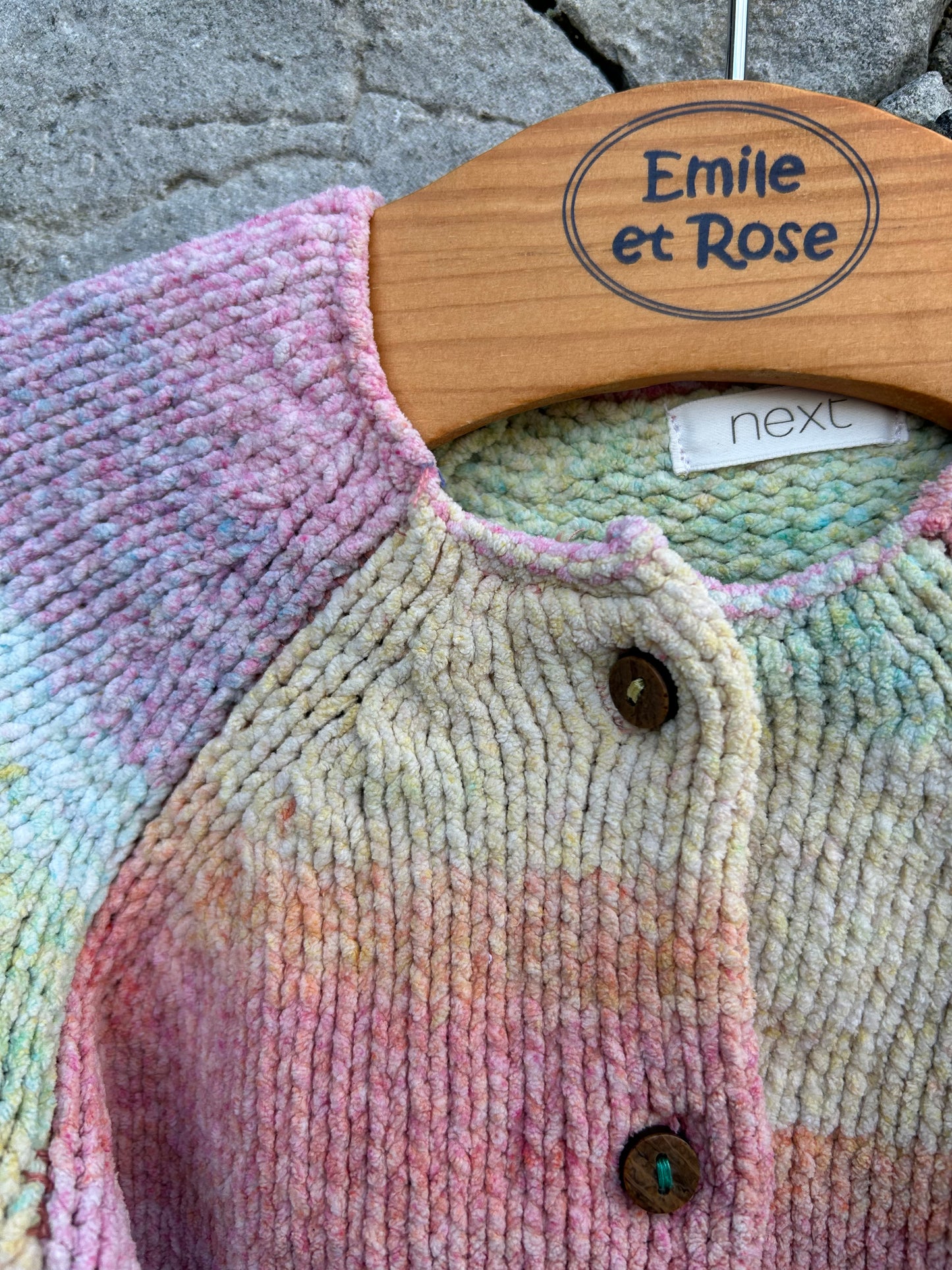 Rainbow chenille yarn cardigan   2-3y (92-98cm)