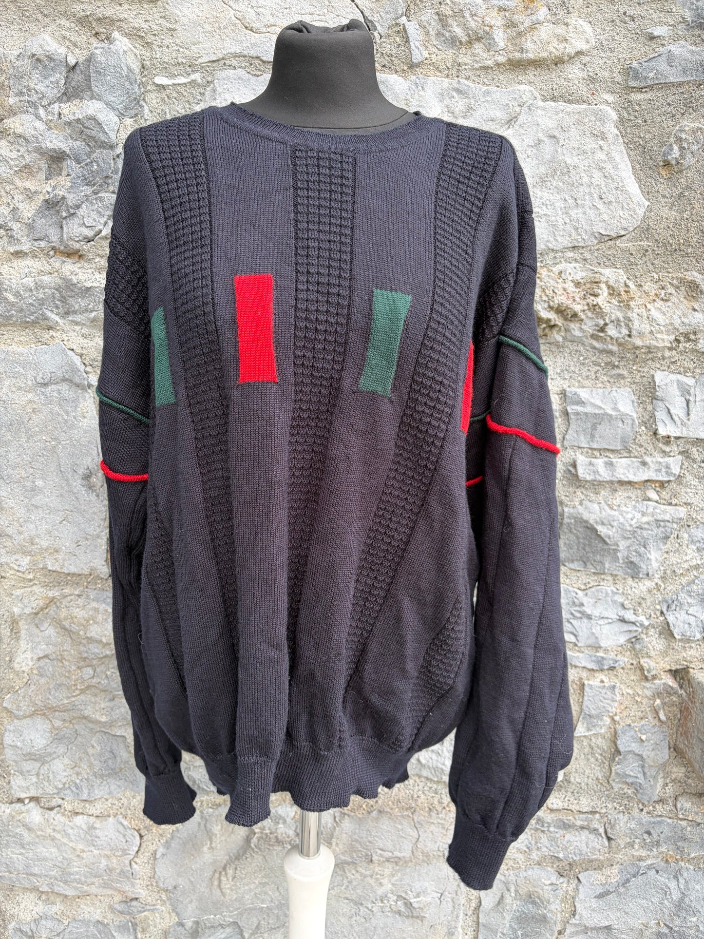 90s black textured jumper Large