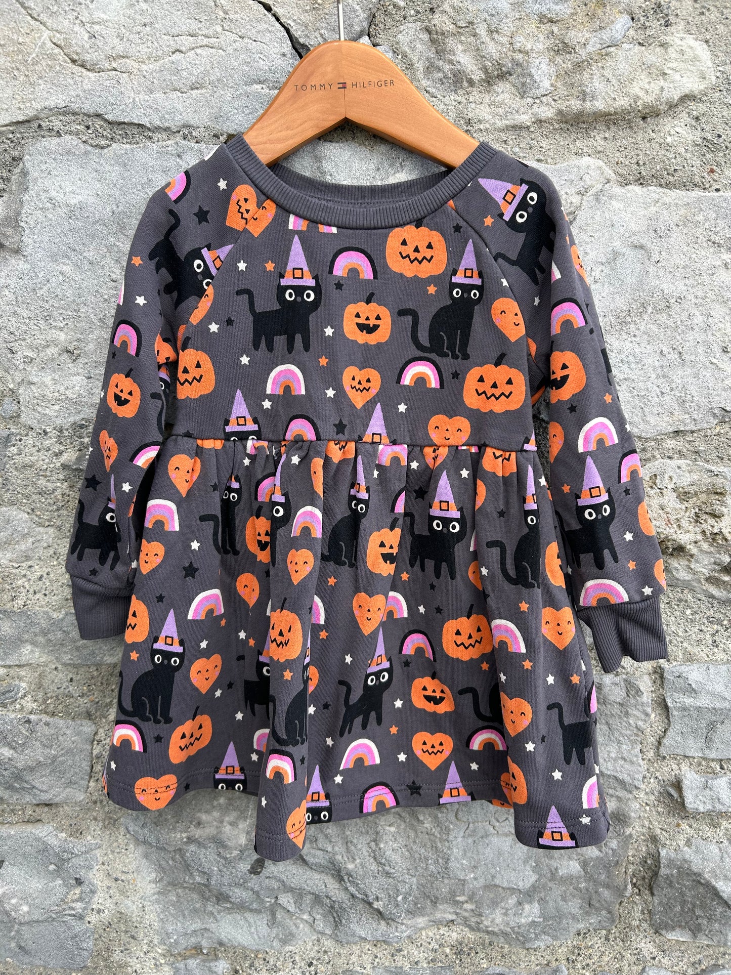 Cats&pumpkin charcoal dress  12-18m (80-86cm)