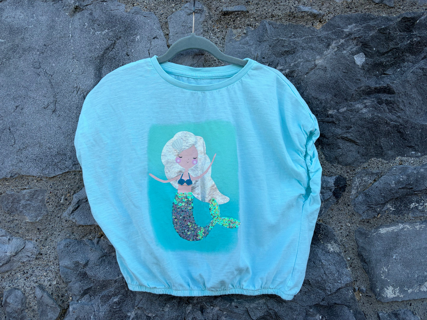 Mermaid blue boxy top   7-8y (122-128cm)