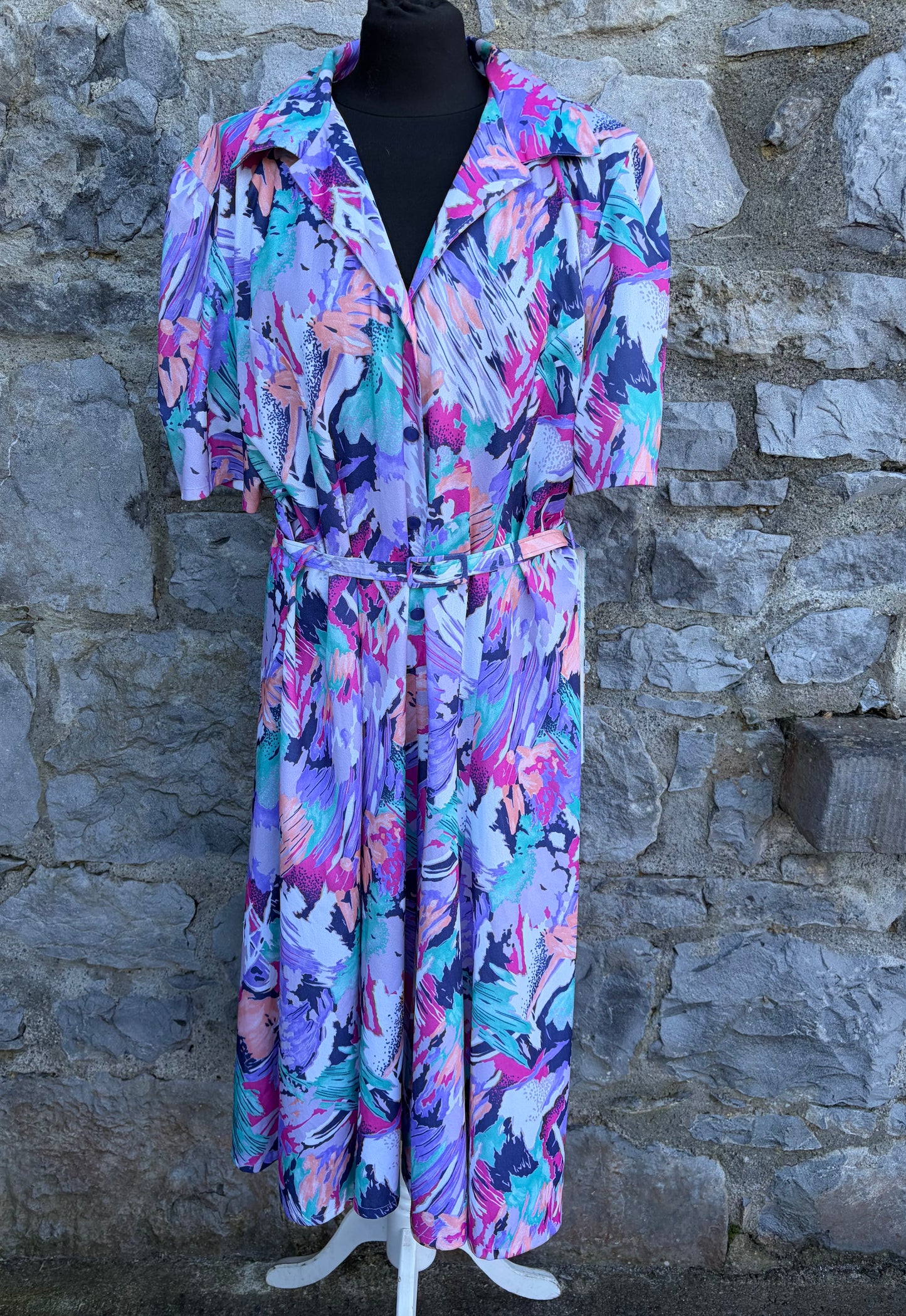 80s colourful abstract dress uk 18-20