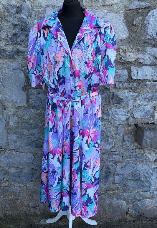 80s colourful abstract dress uk 18-20