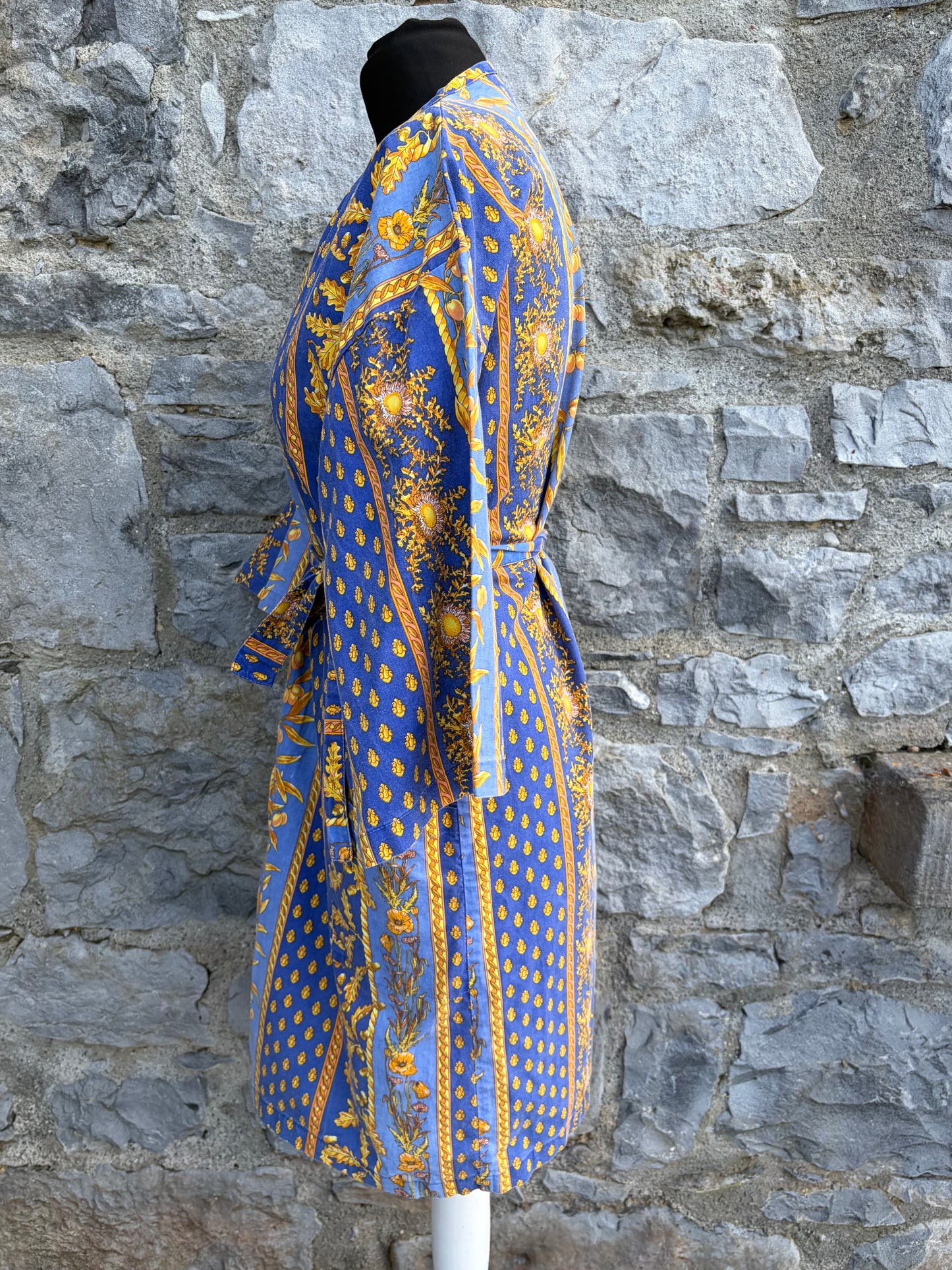 Blue patterned cotton kimono robe uk 12