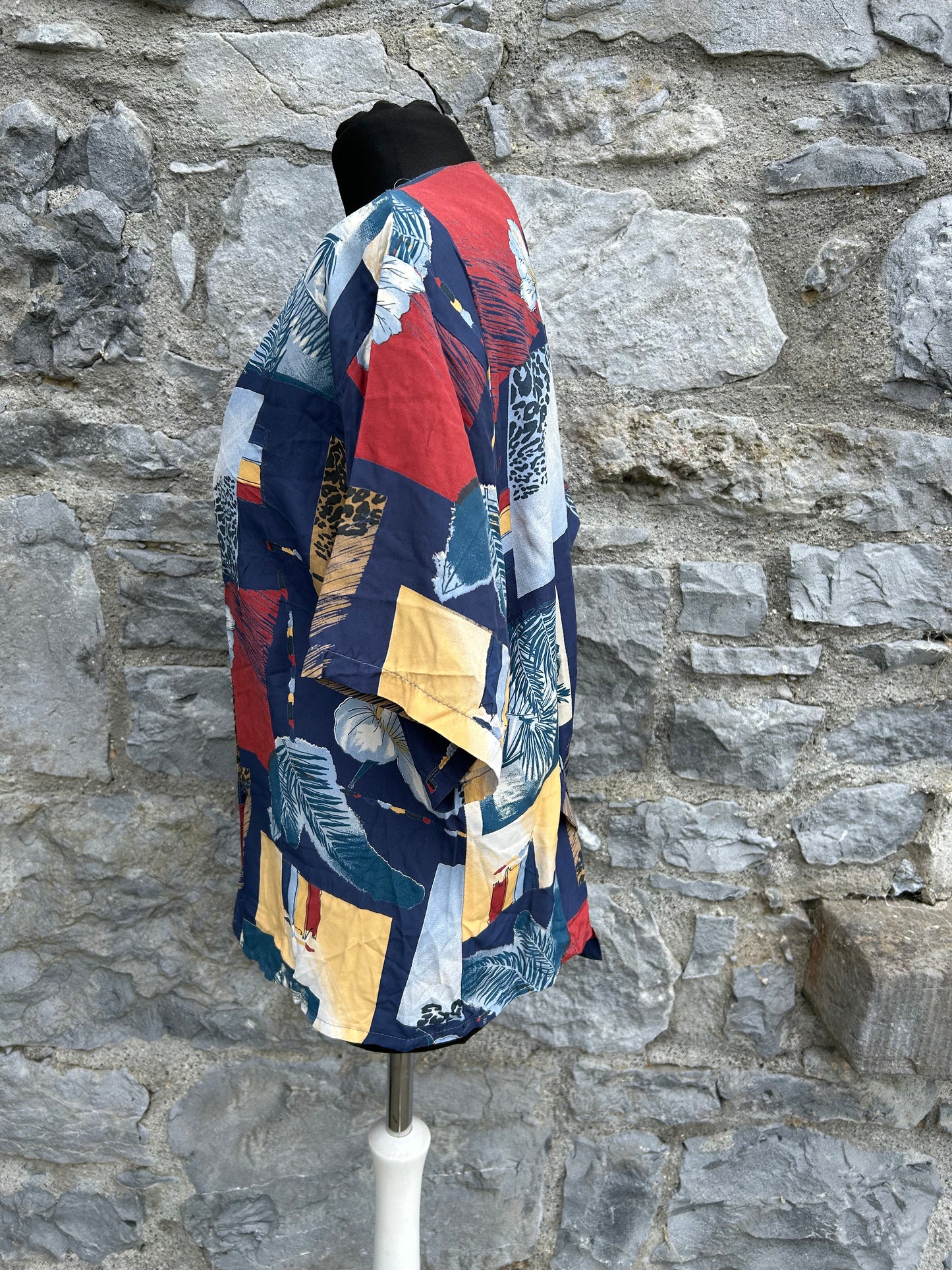 80s patchwork blue shirt uk 12