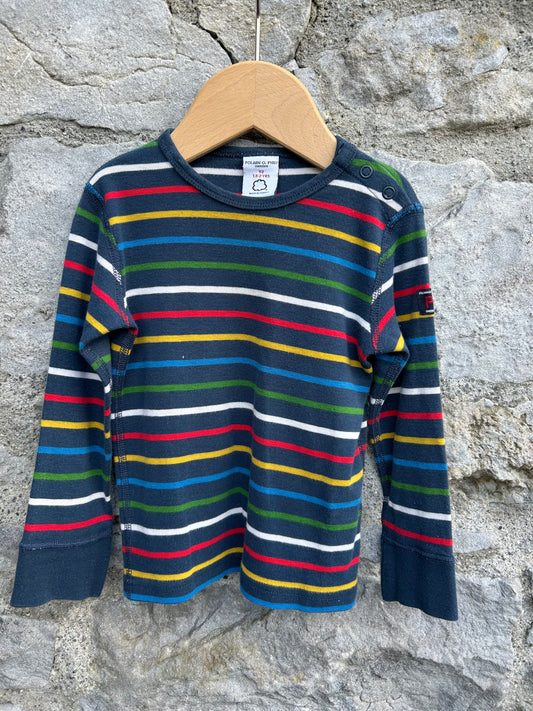 PoP navy stripy top  18-24m (86-92cm)