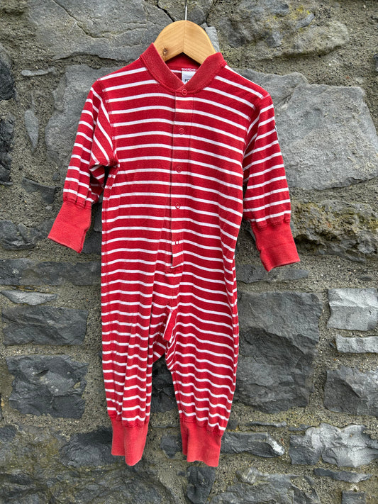 PoP Red stripy onesie 9m (74cm)