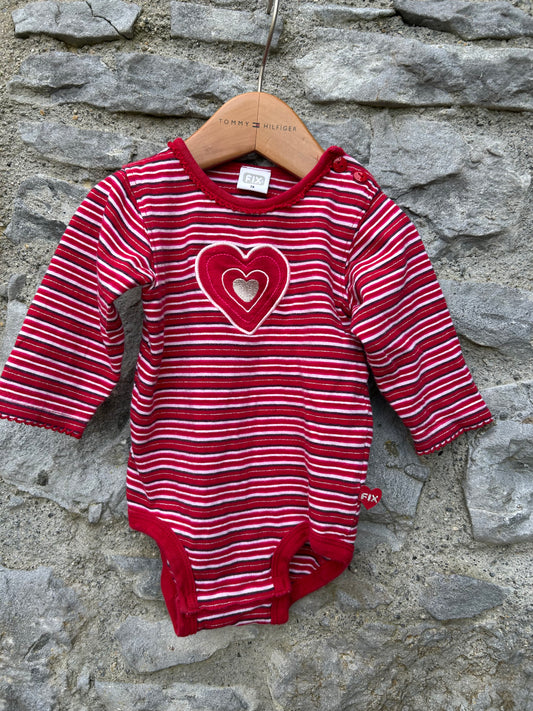 Stripy red heart vest  9m (74cm)
