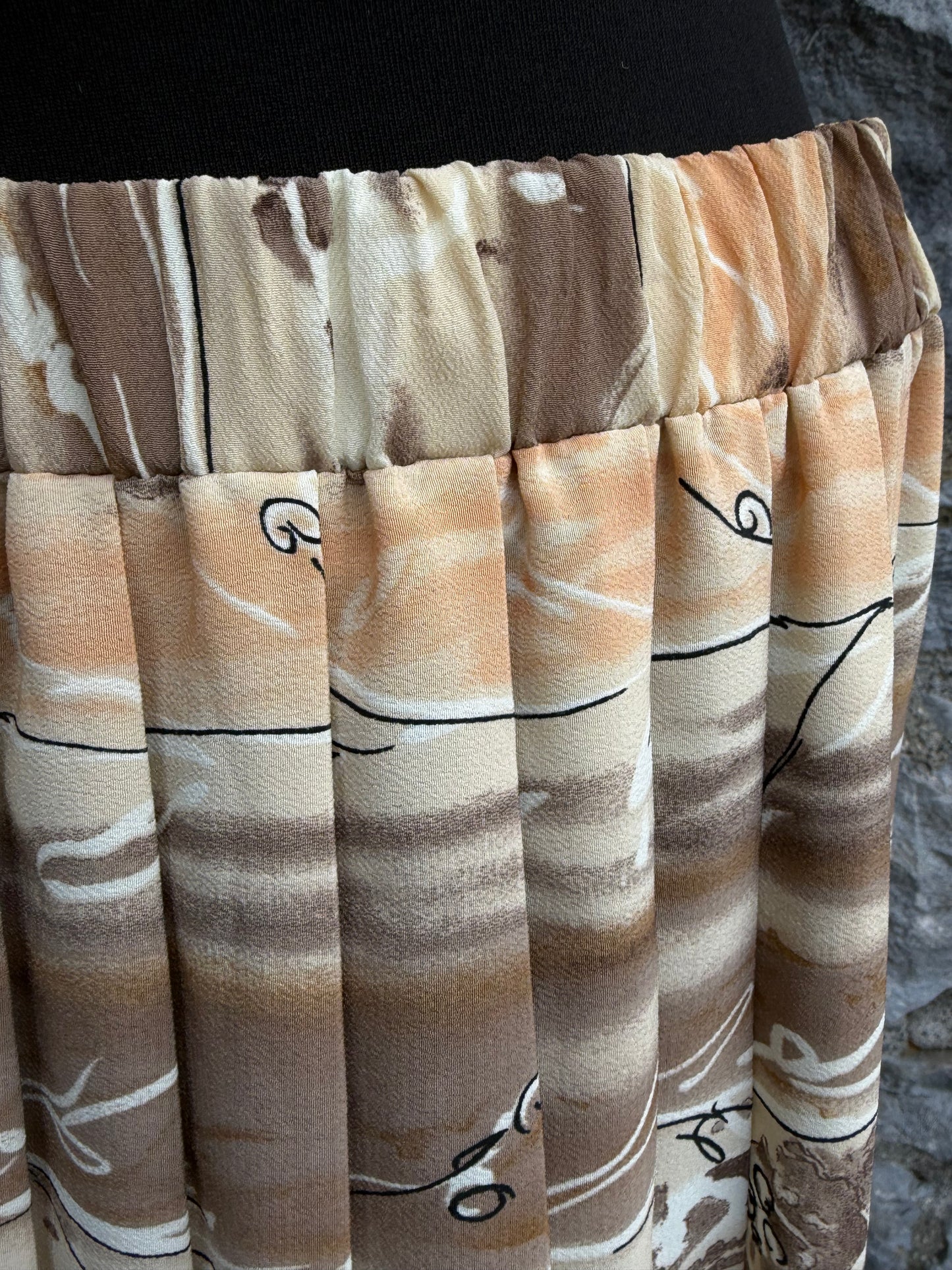 80s beige panels pleated skirt uk 10-12