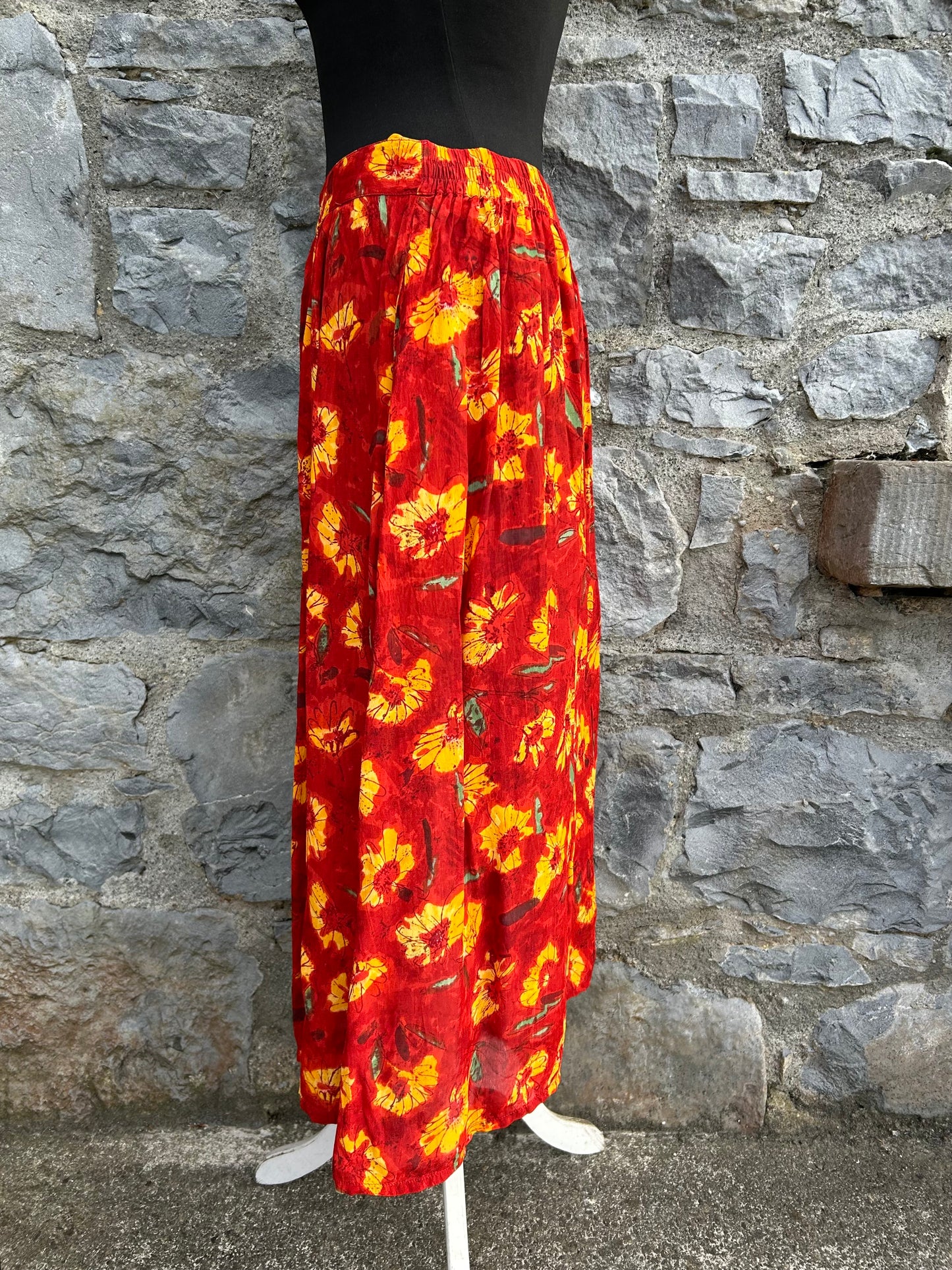 90s flowers red skirt uk 10