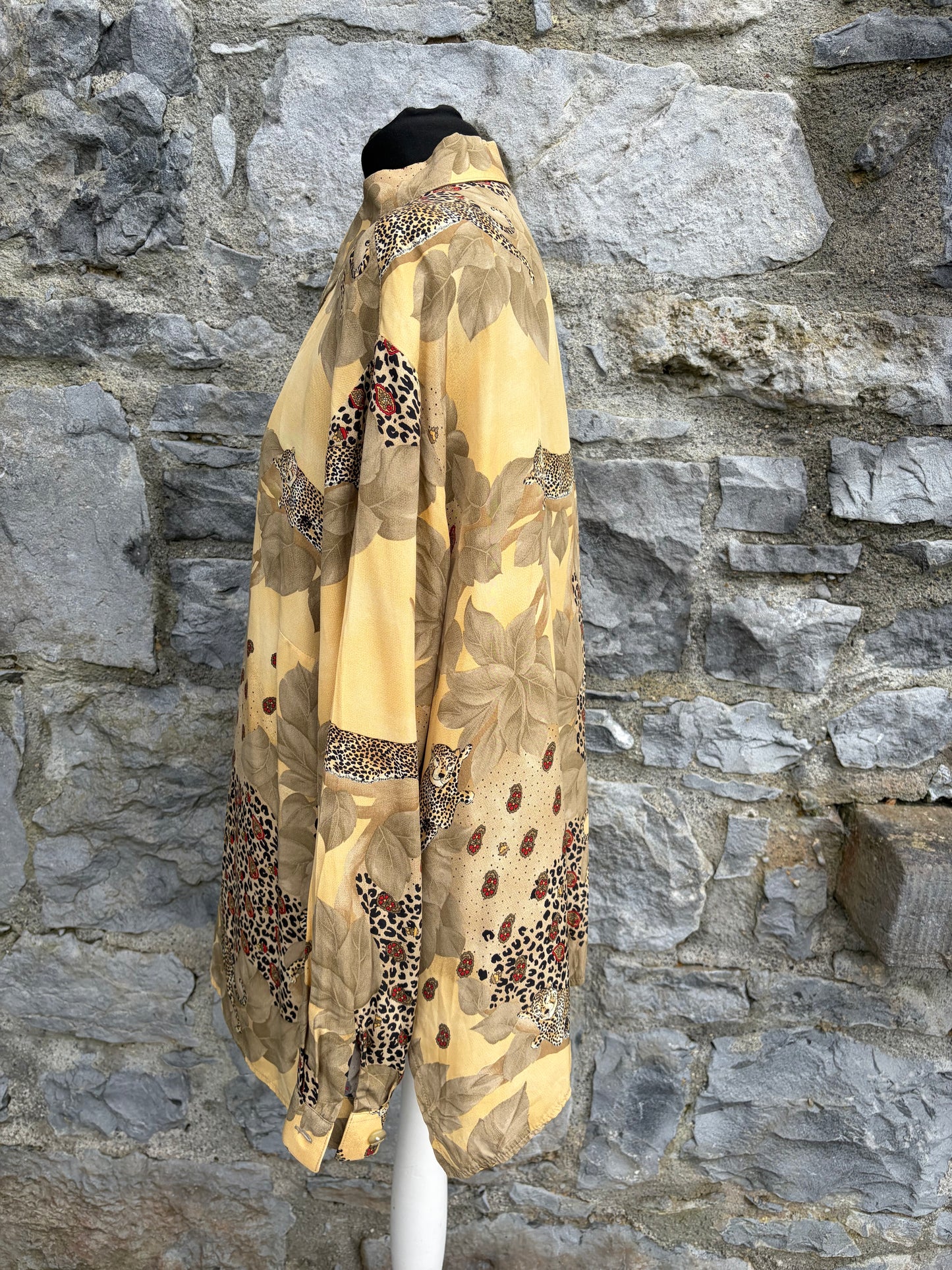 90s leopard yellow shirt uk 18-20