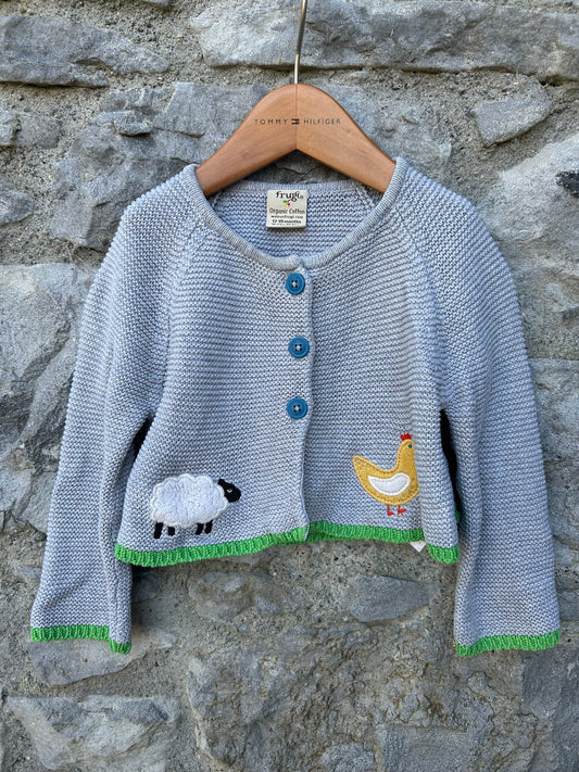 Animals grey cardigan 12-18m (80-86cm)