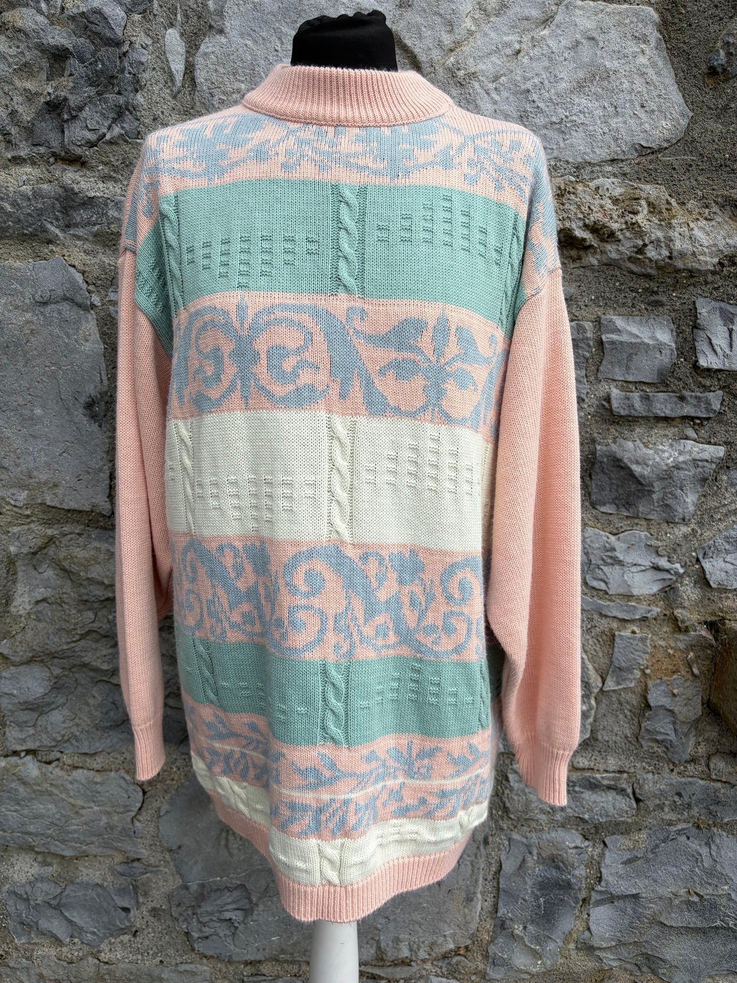 80s panel peach jumper uk 12-14