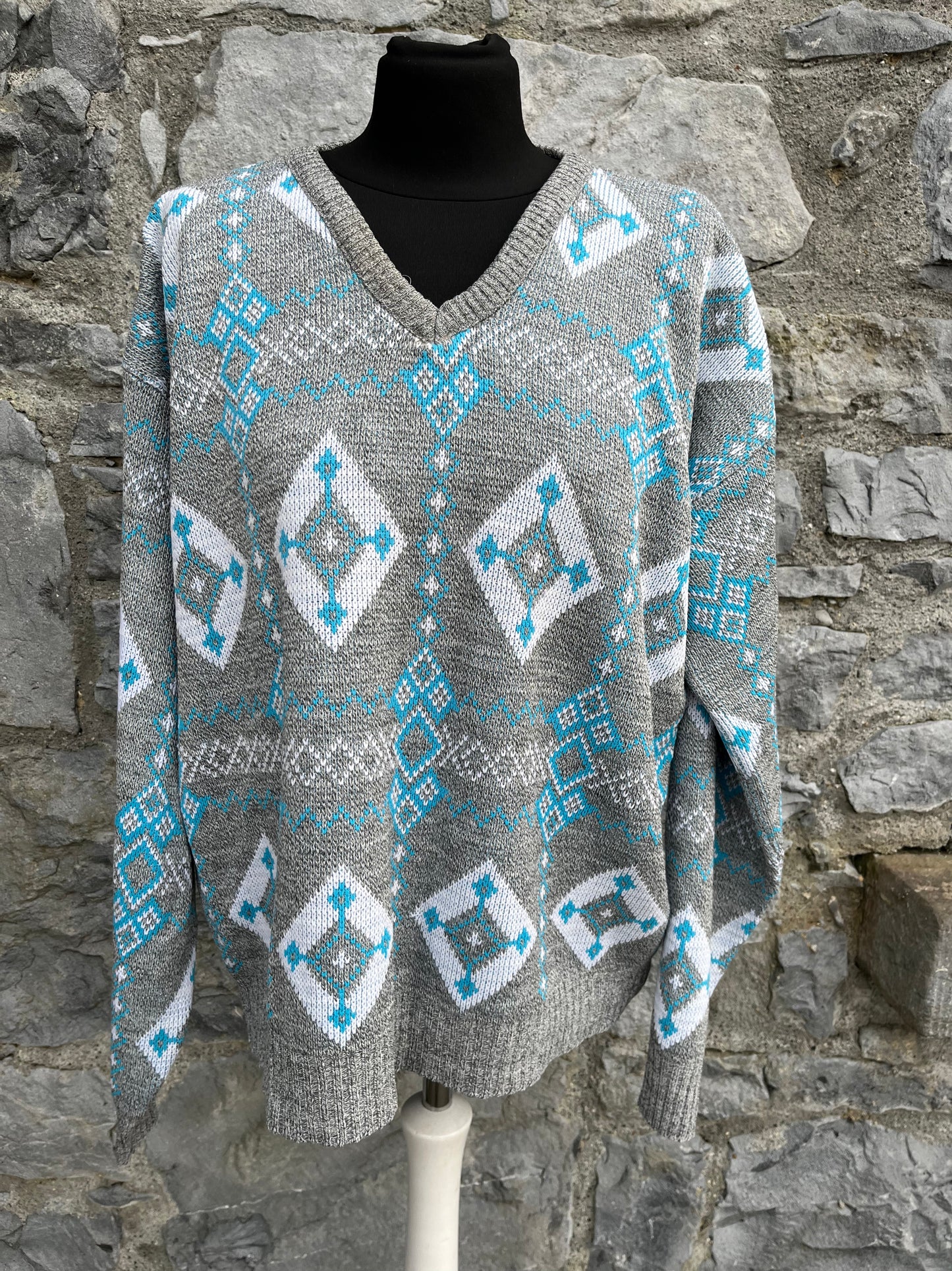 90s Grey diamonds jumper M/L