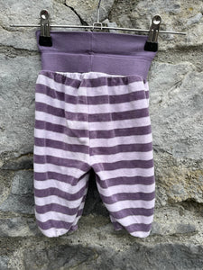 Stripy purple velour pants  0-1m (50-56cm)
