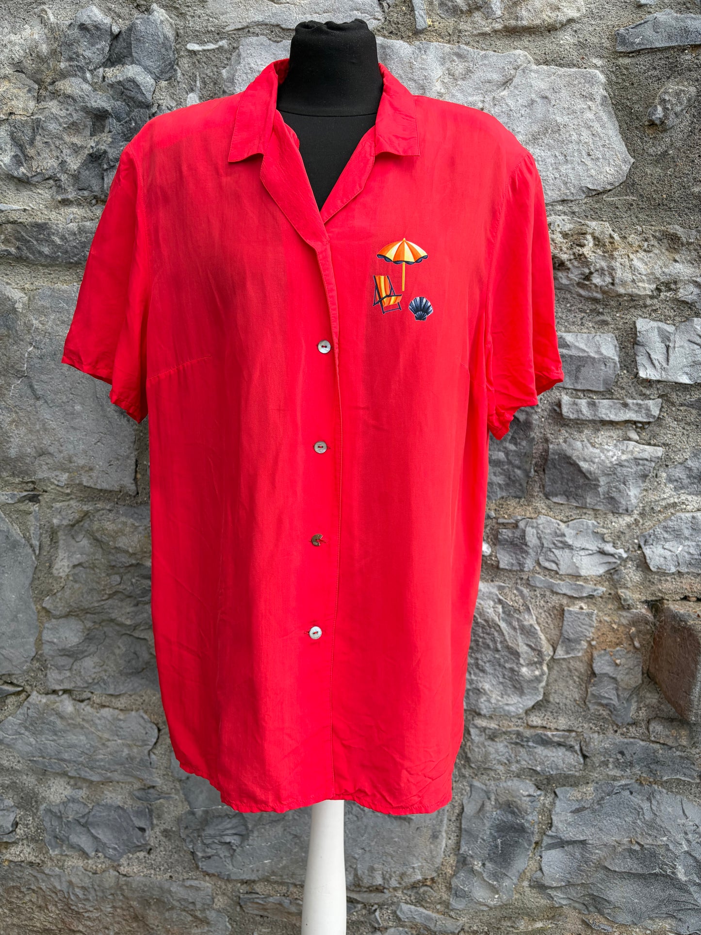 90s beach red shirt uk 16-18