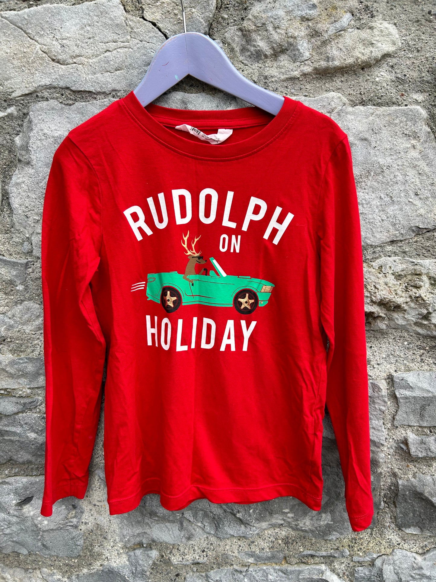 Rudolph on holidays red top  7-8y (122-128cm)