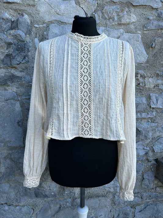 Ivory cropped wrinkled top uk 12