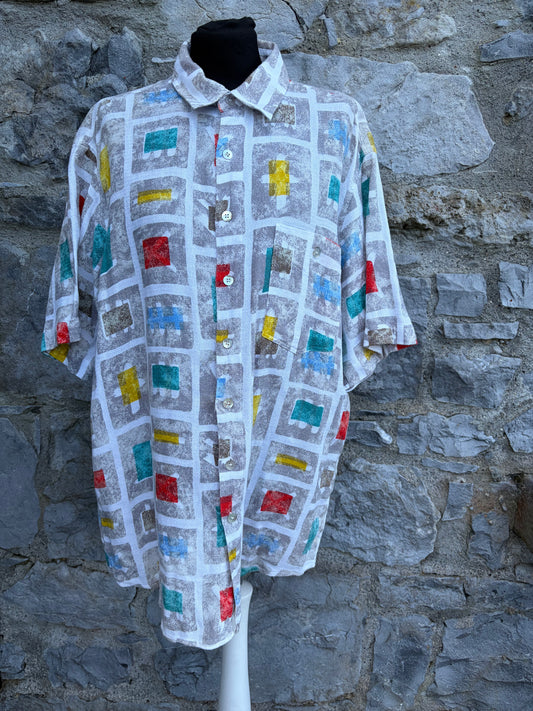 80s squares grey shirt Large