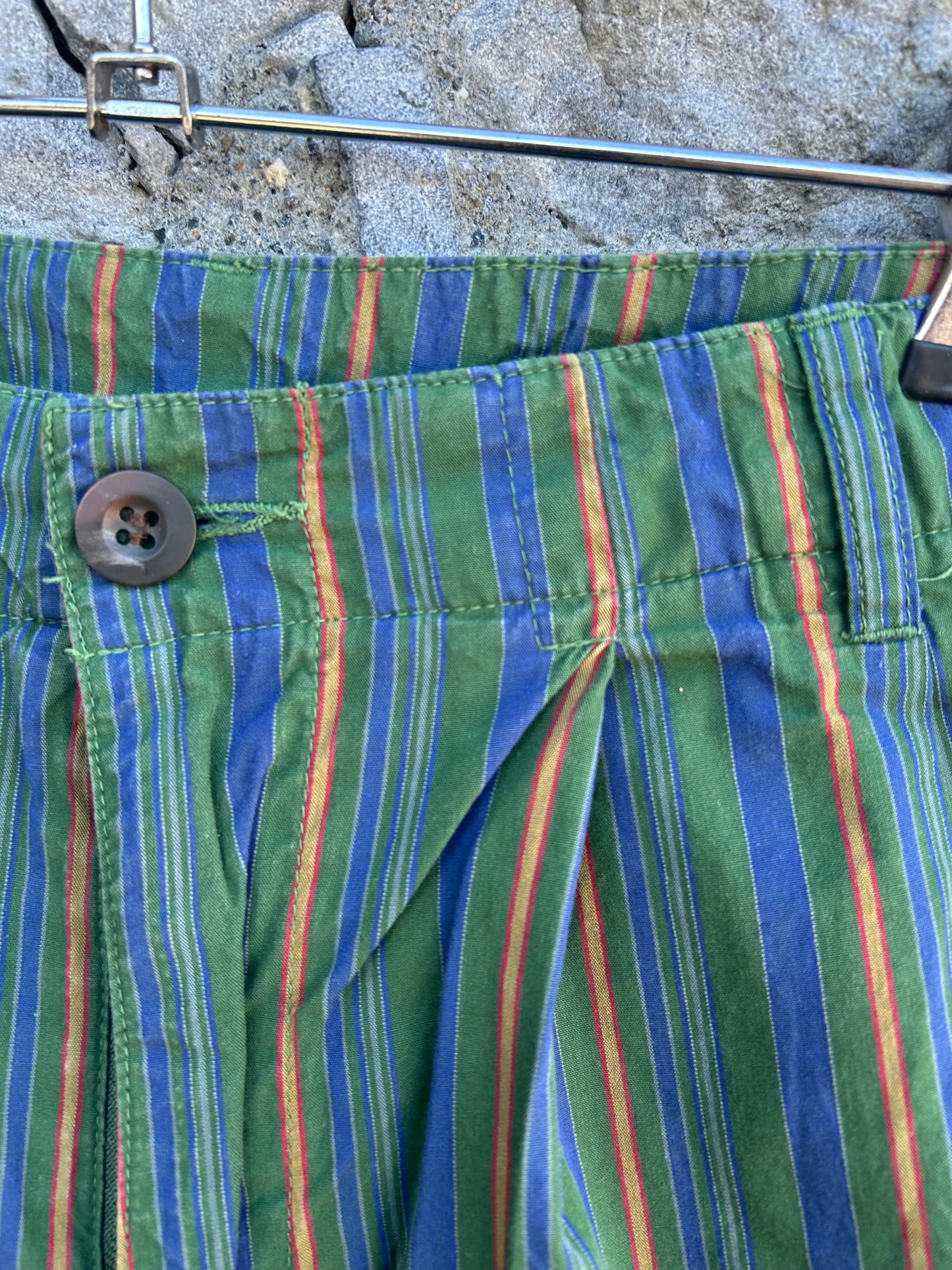 80s green stripy shorts uk 8