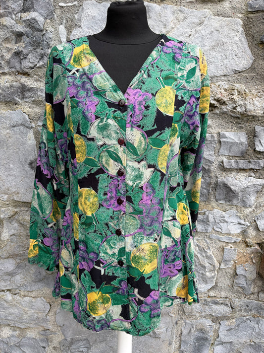 80s colourful fruit&flowers blouse uk 14