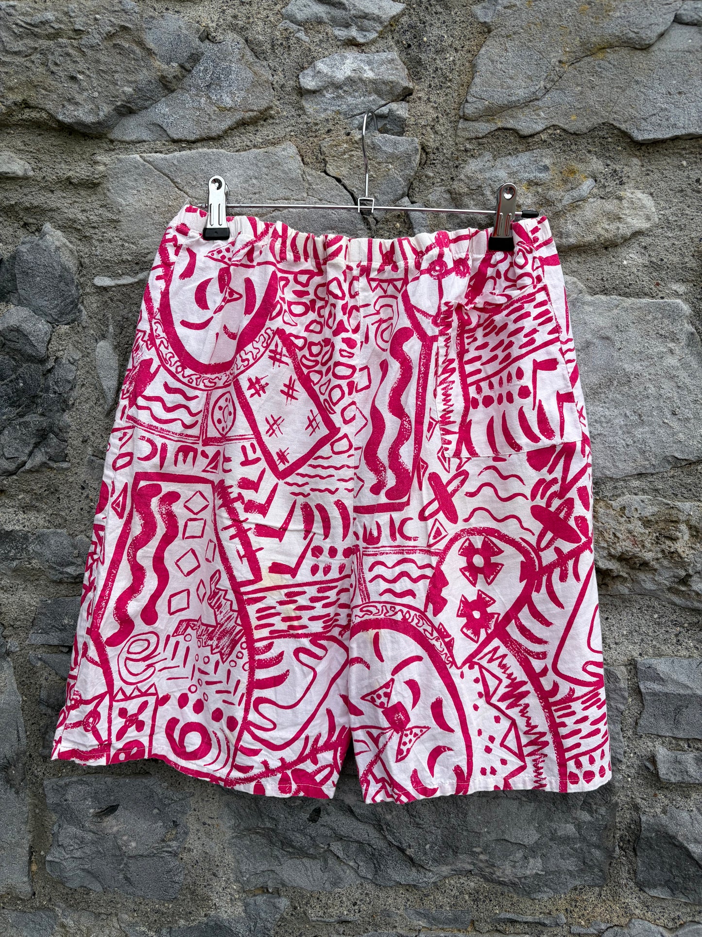 80s pink abstract shorts uk 10-12
