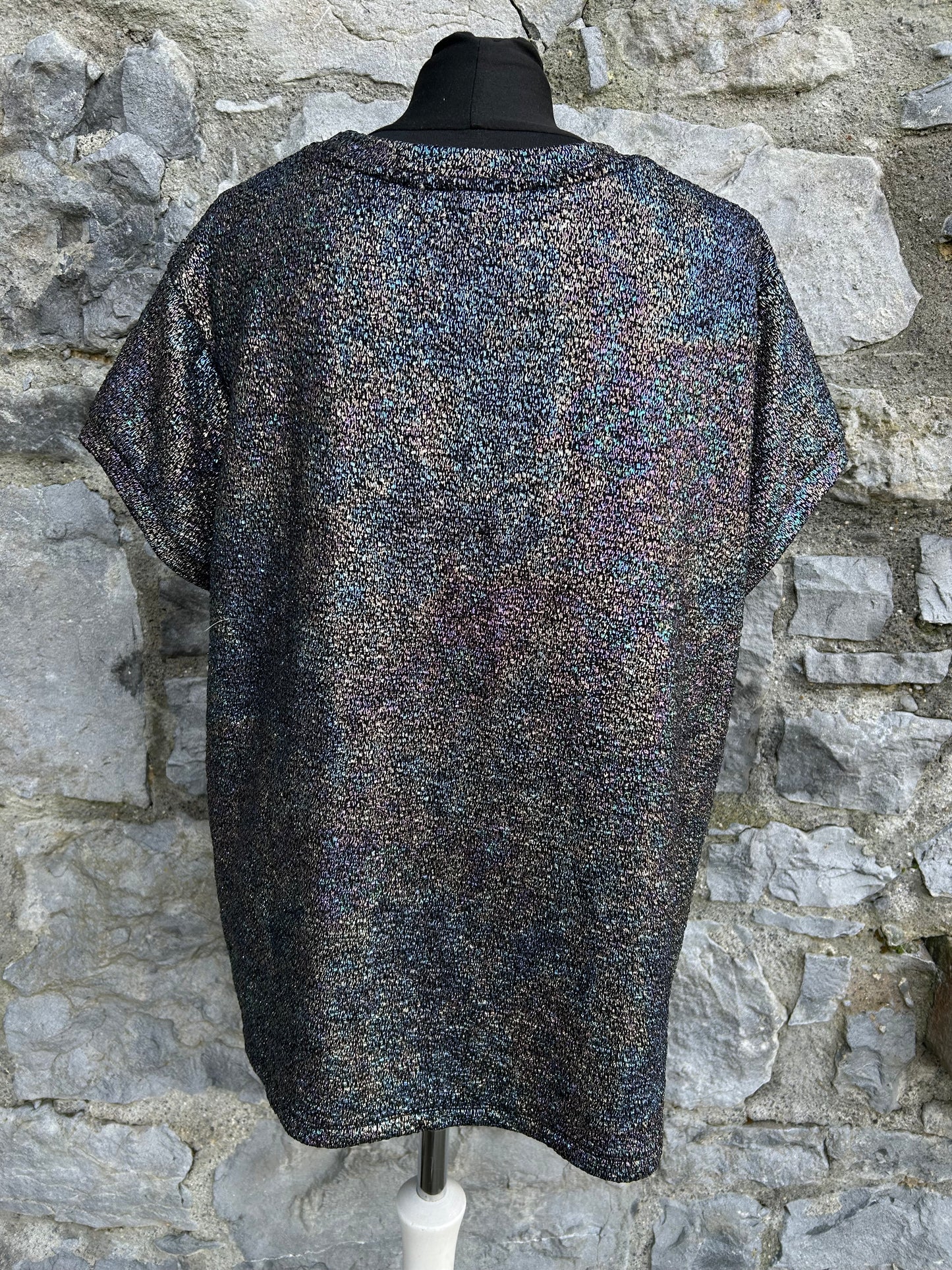 Black iridescent crewneck t-shirt uk 20-22