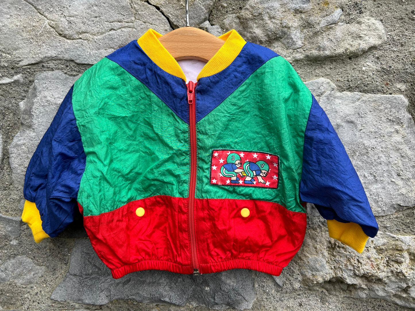 80s red rugby sport jacket   3-6m (62-68cm)