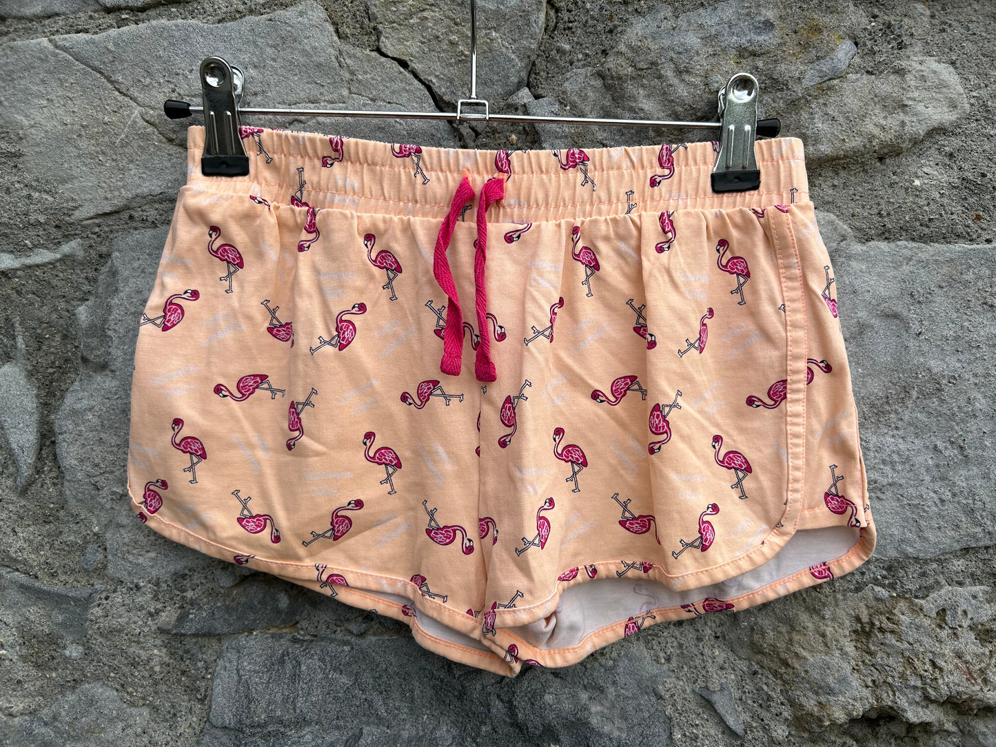 Flamingos peach shorts  10y (140cm)