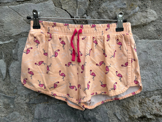 Flamingos peach shorts  10y (140cm)